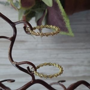 18KT YELLOW GOLD PLATED GLITTER PIERCED EARRINGS